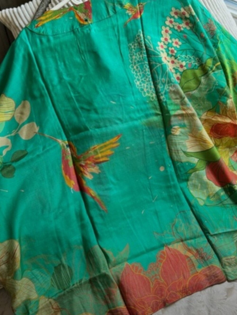 Powder NWT Green Hummingbird And Floral Short Kimono-Style Jacket - Picture 8 of 14